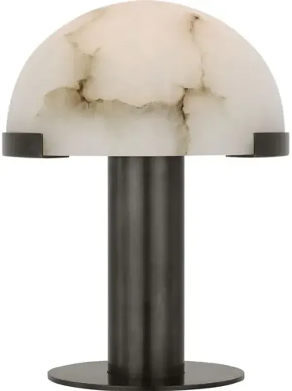 Visual Comfort - Melange 8" Alabaster Rechargeable Accent Table Lamp - Black - 8Hx6Wx6D in