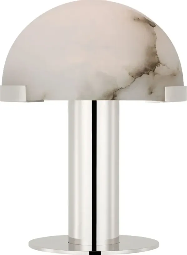 Visual Comfort - Melange 8" Alabaster Rechargeable Accent Table Lamp - Silver - 8Hx6Wx6D in
