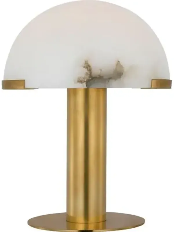 Visual Comfort - Melange 12" Alabaster Rechargeable Table Lamp - Gold