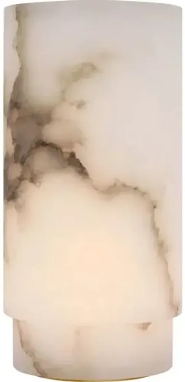 Visual Comfort - Tourne 12" Rechargeable Alabaster Table Lamp - White