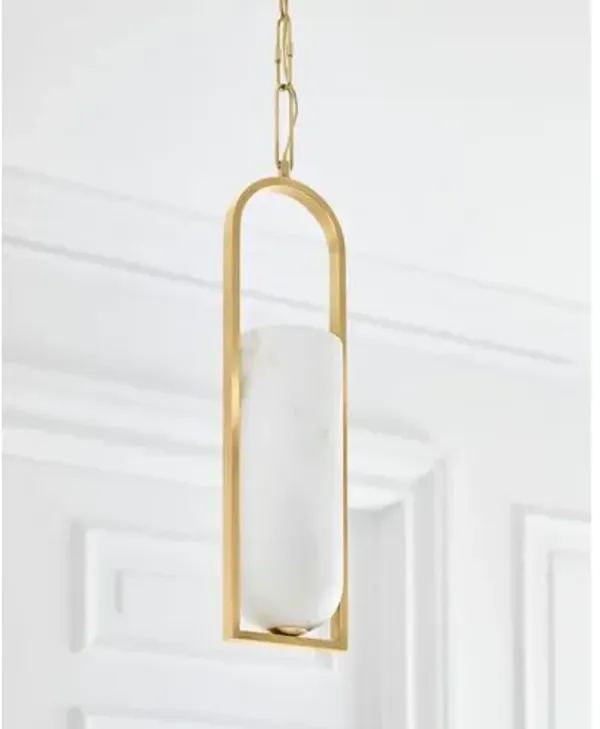 Visual Comfort - Melange Alabaster Small Elongated Pendant - Gold