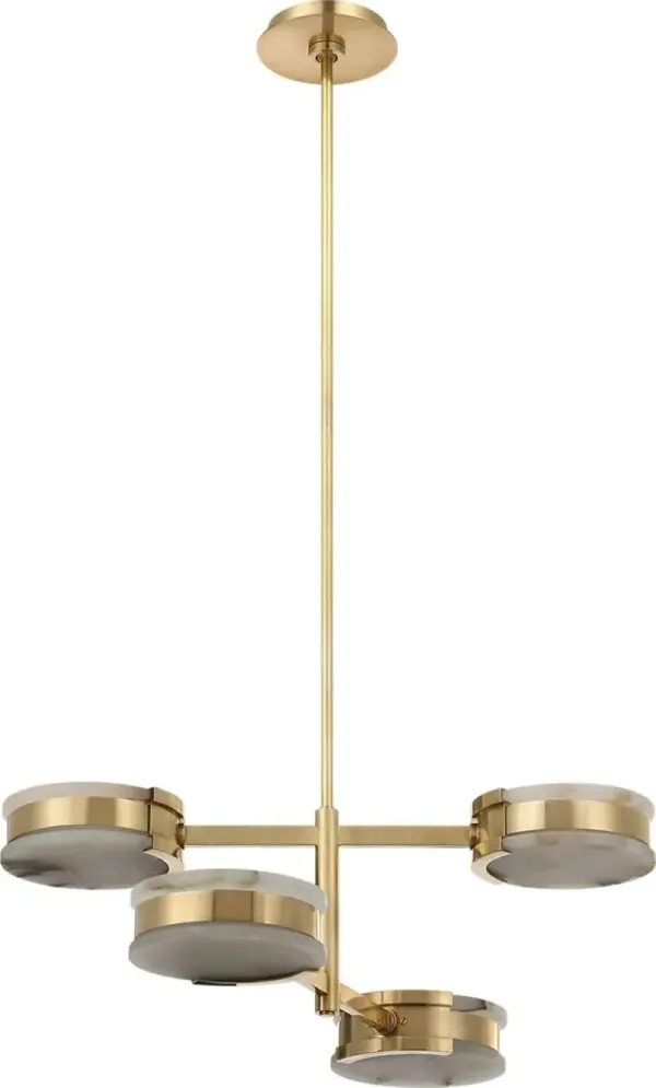 Visual Comfort - Melange 25" Alabaster Multi-Positional Semi-Flush Chandelier - Gold