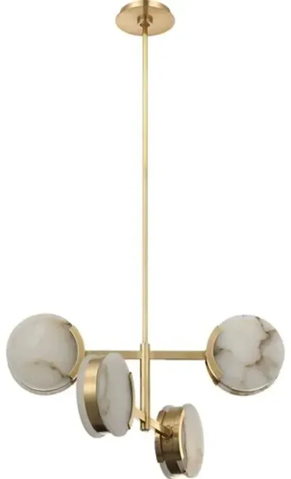 Visual Comfort - Melange 25" Alabaster Multi-Positional Semi-Flush Chandelier - Gold
