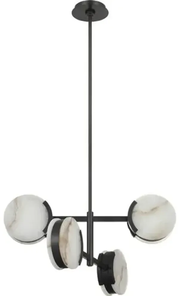Visual Comfort - Melange 25" Alabaster Multi-Positional Semi-Flush Chandelier - Black