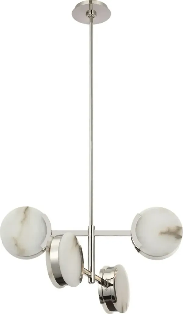 Visual Comfort - Melange 25" Alabaster Multi-Positional Semi-Flush Chandelier - Silver