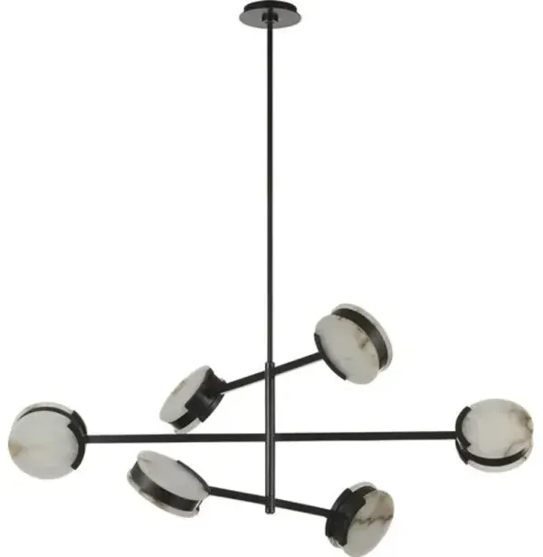 Visual Comfort - Melange 48" Alabaster Multi-Positional Chandelier - Black