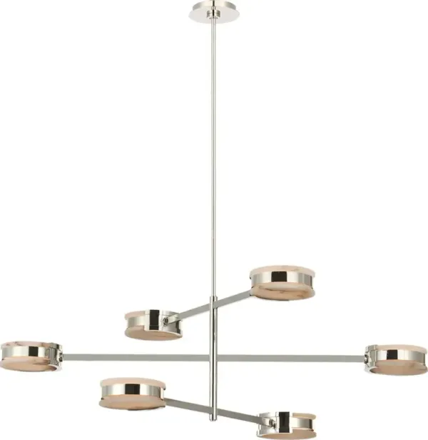 Visual Comfort - Melange 48" Alabaster Multi-Positional Chandelier - Silver