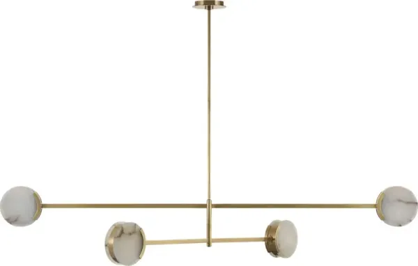 Visual Comfort - Melange 72" Alabaster Multi-Positional Chandelier - Gold