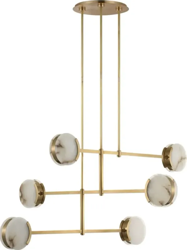 Visual Comfort - Melange 54" Alabaster Multi-Positional Chandelier - Gold
