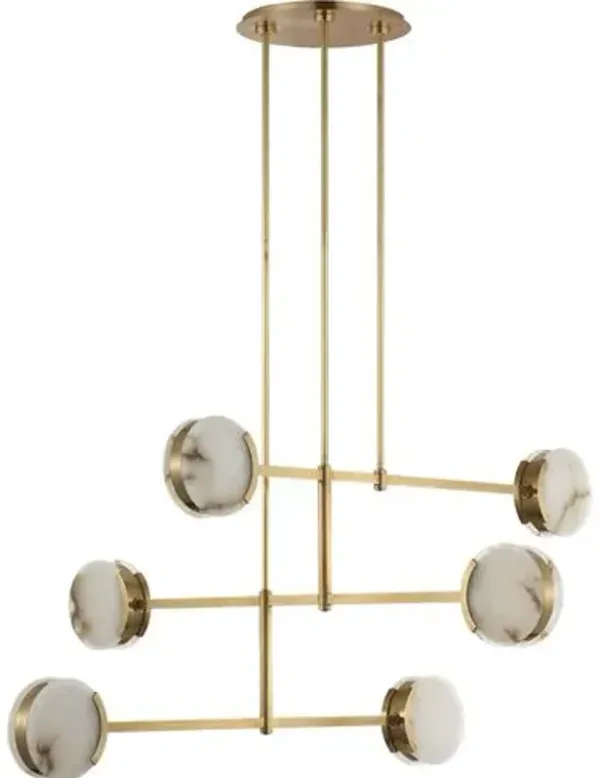 Visual Comfort - Melange 54" Alabaster Multi-Positional Chandelier - Gold
