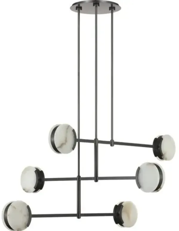 Visual Comfort - Melange 54" Alabaster Multi-Positional Chandelier - Black
