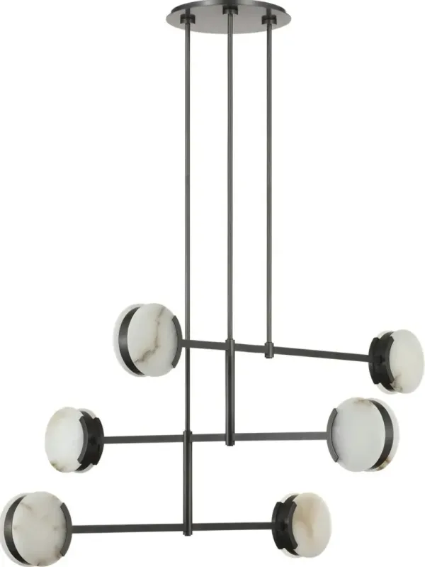 Visual Comfort - Melange 54" Alabaster Multi-Positional Chandelier - Black