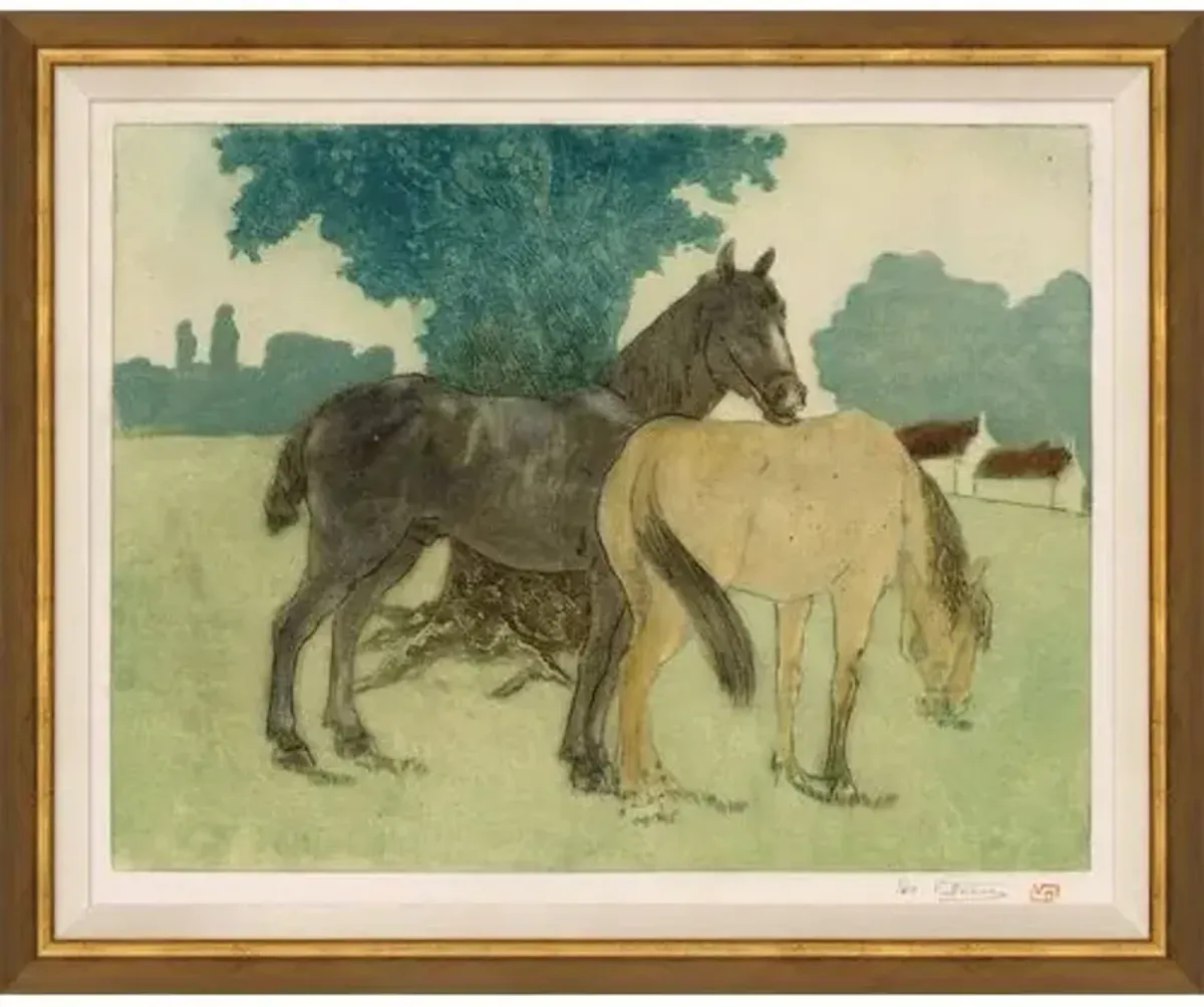Grazing Quarter Horses Painting - Soicher Marin - Multi