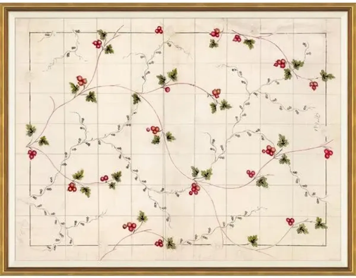 Limited Edition - Antique Floral Vines I Painting - Soicher Marin - White