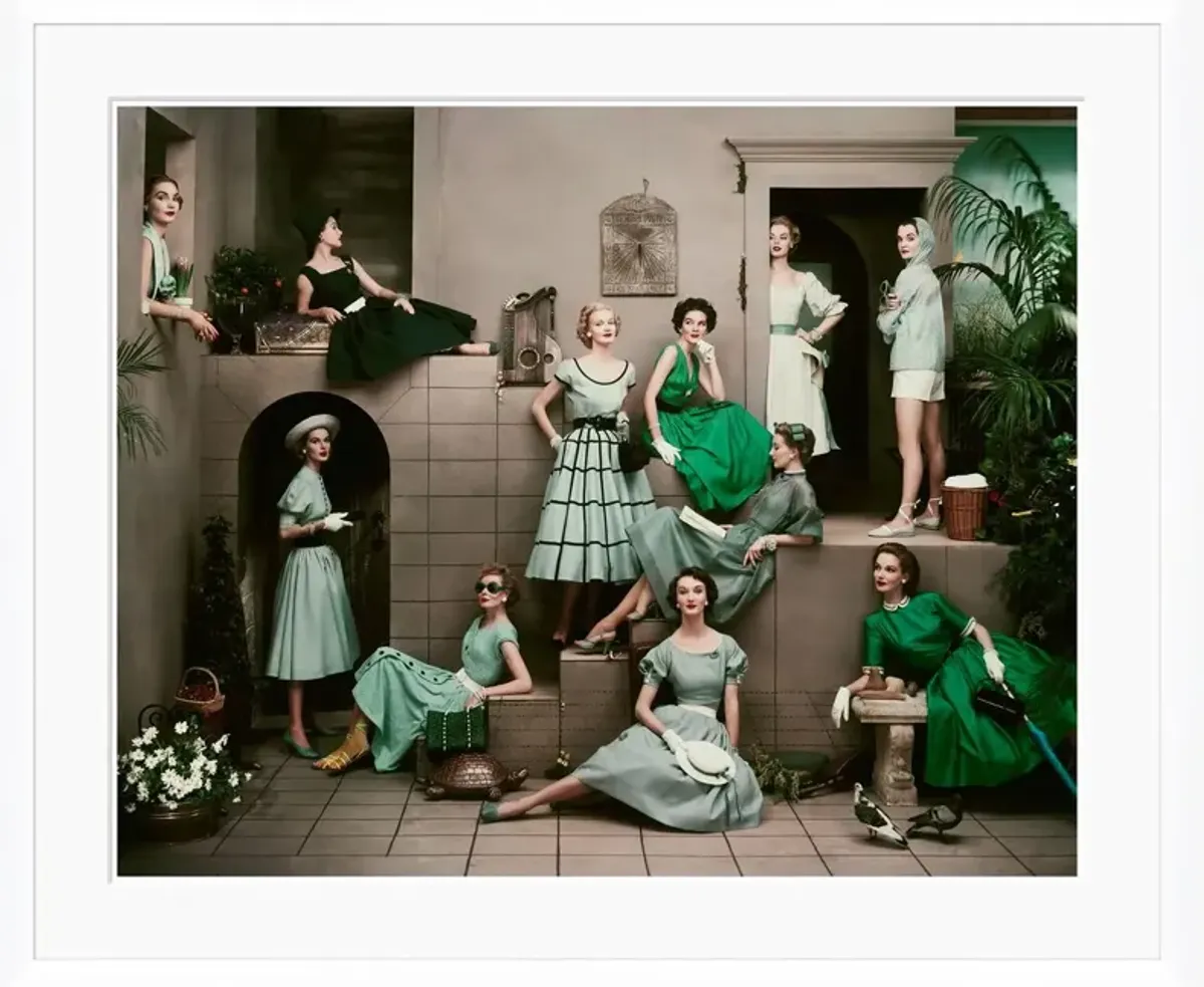 Glamour, "Models in  Various Green Dresses", Frances McLaughlin-Gill, April 1, 1952 Photograph