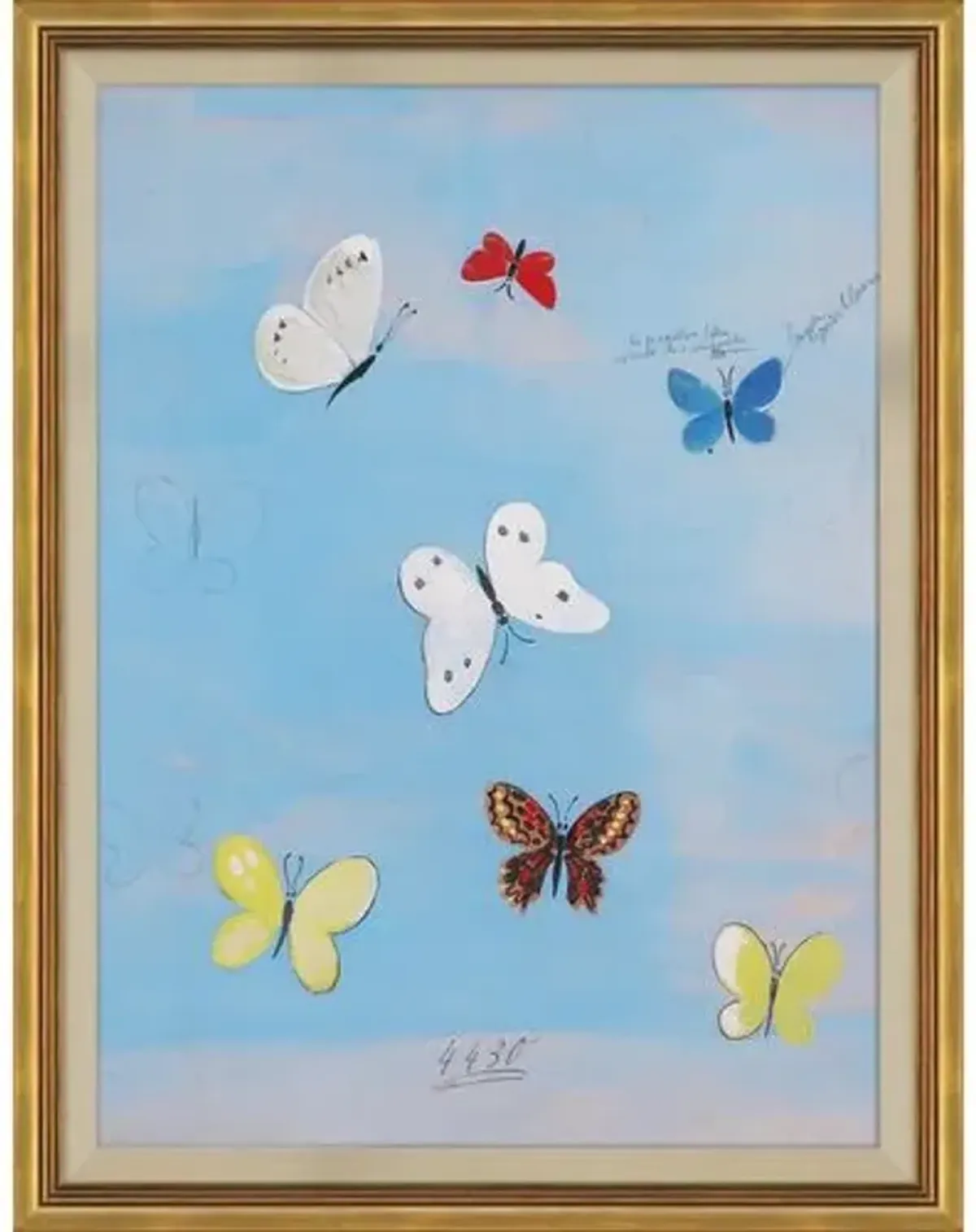 Paule Marrot - Flying Butterflies (var. 3) Painting - Soicher Marin - Blue