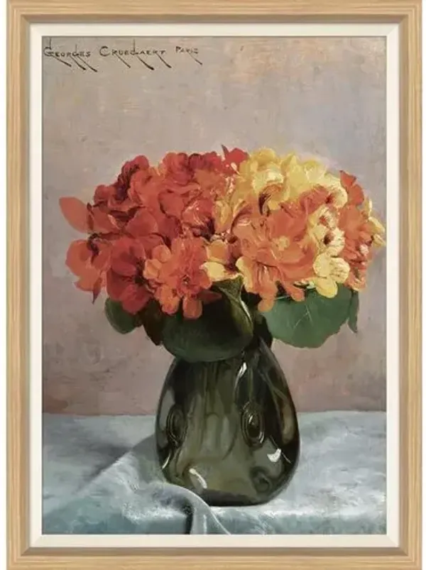 A Flower Still Life Painting by Georges Croegaert - Soicher Marin - Orange