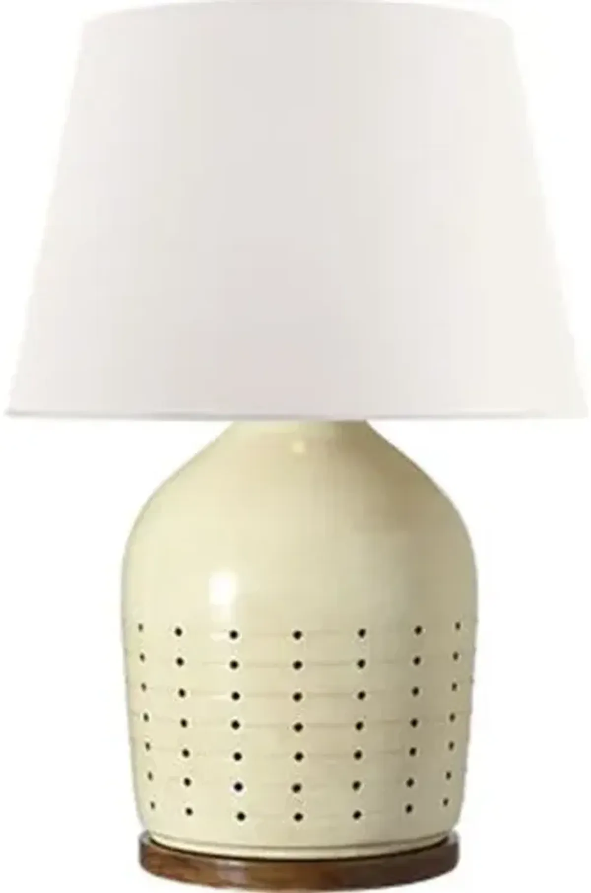 Ralph Lauren Home - Visual Comfort - Halifax 28" Cordless Pierced Ceramic Table Lamp - Coconut - White
