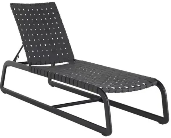 Catalina Outdoor Aluminum Chaise Lounge Chair - Midnight With Charcoal Strap - Summer Classics - Black - Comfortable, Sturdy, Stylish