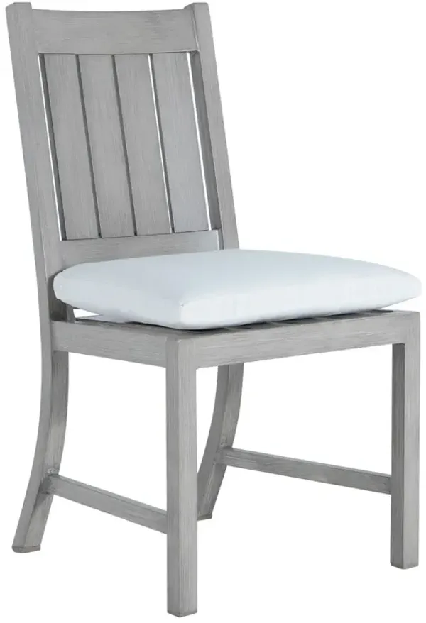 Club Croquet Outdoor Aluminum Side Chair with Cushion, Slate Grey