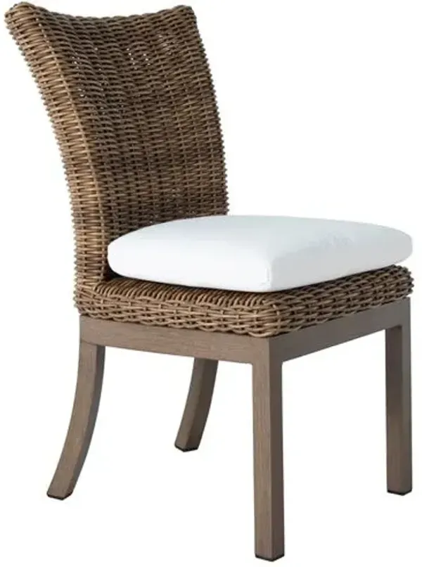 Montecito Outdoor Wicker Dining Side Chair with Cushion - Summer Classics - Brown