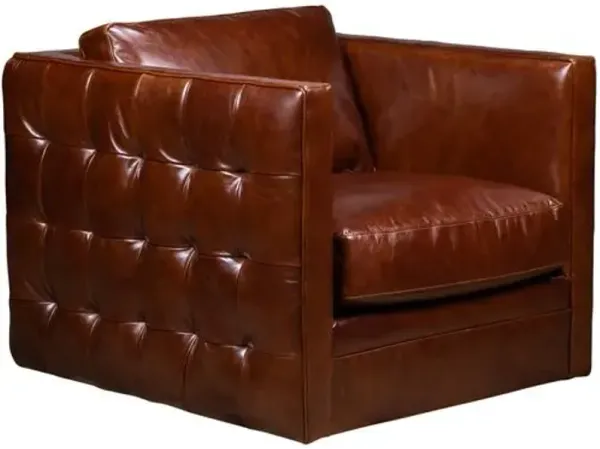 Glenwood Tufted Leather Swivel Chair