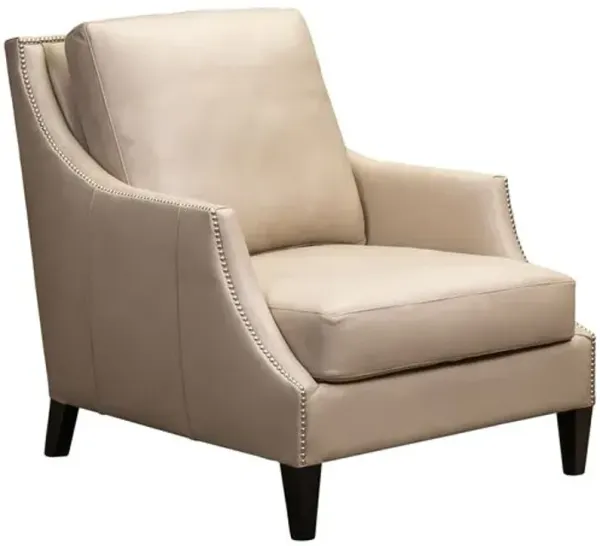 Inverness Leather Chair with Nailhead Trim - Beige