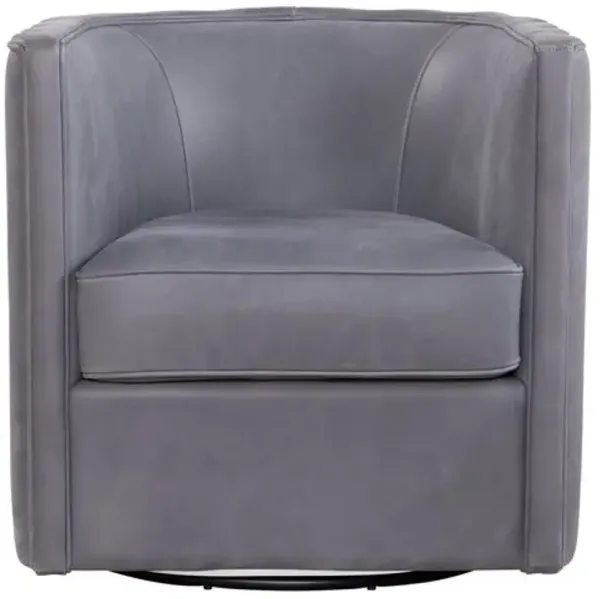 Kensington Scalloped Leather Swivel Chair