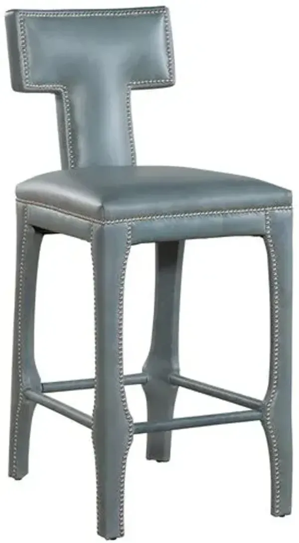 Quinton Leather Barstool - Blue