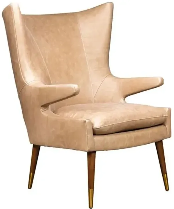 Pembroke Leather Wingback Chair - Collins Celadon - Beige - Comfortable, Stylish