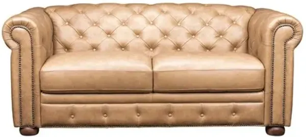 Pennington Tufted Leather Loveseat - Brown