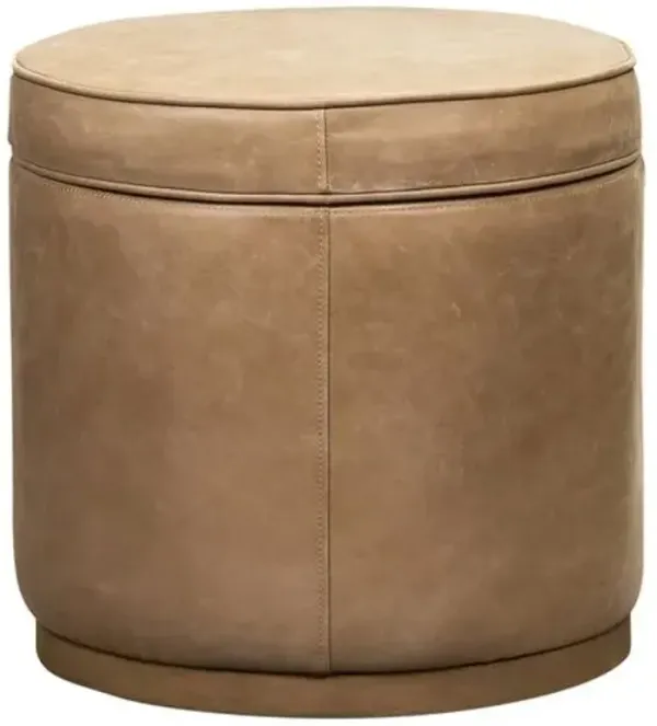 Fulton Leather Swivel Storage Ottoman - Green
