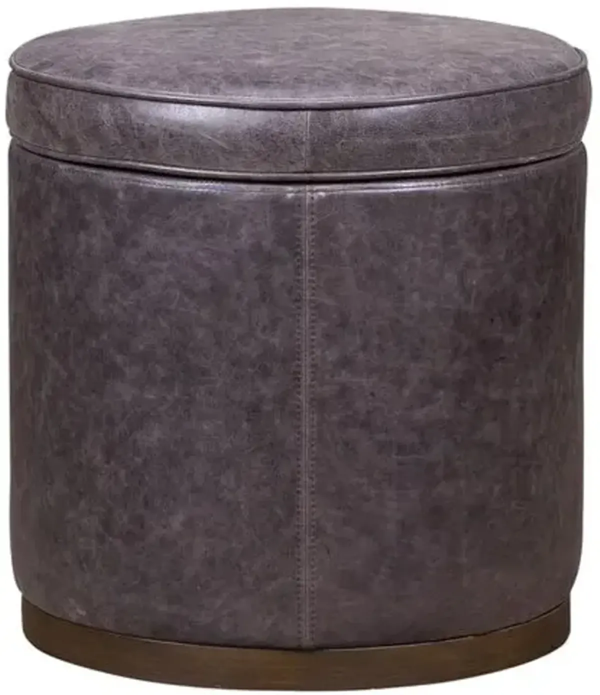 Fulton Leather Swivel Storage Ottoman - Brown