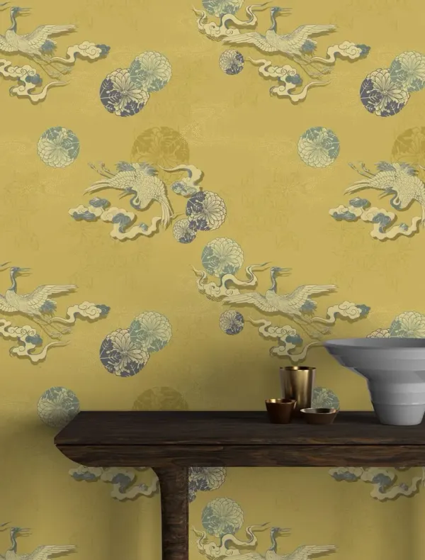 Yuki Osada, Cranes and Starry Sky Wallpaper