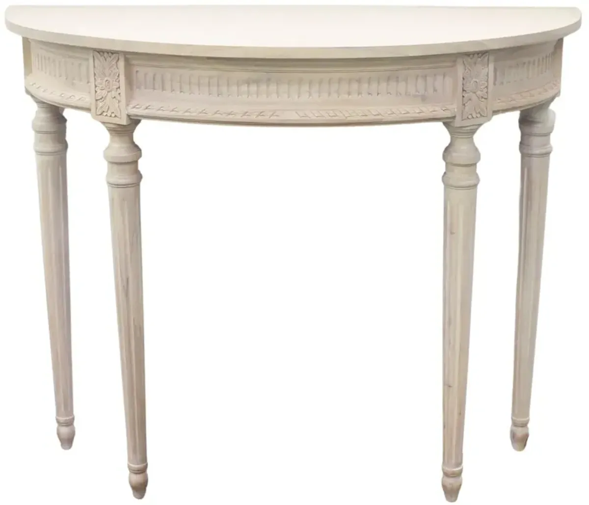 Camille Demilune Console Table, White Wash