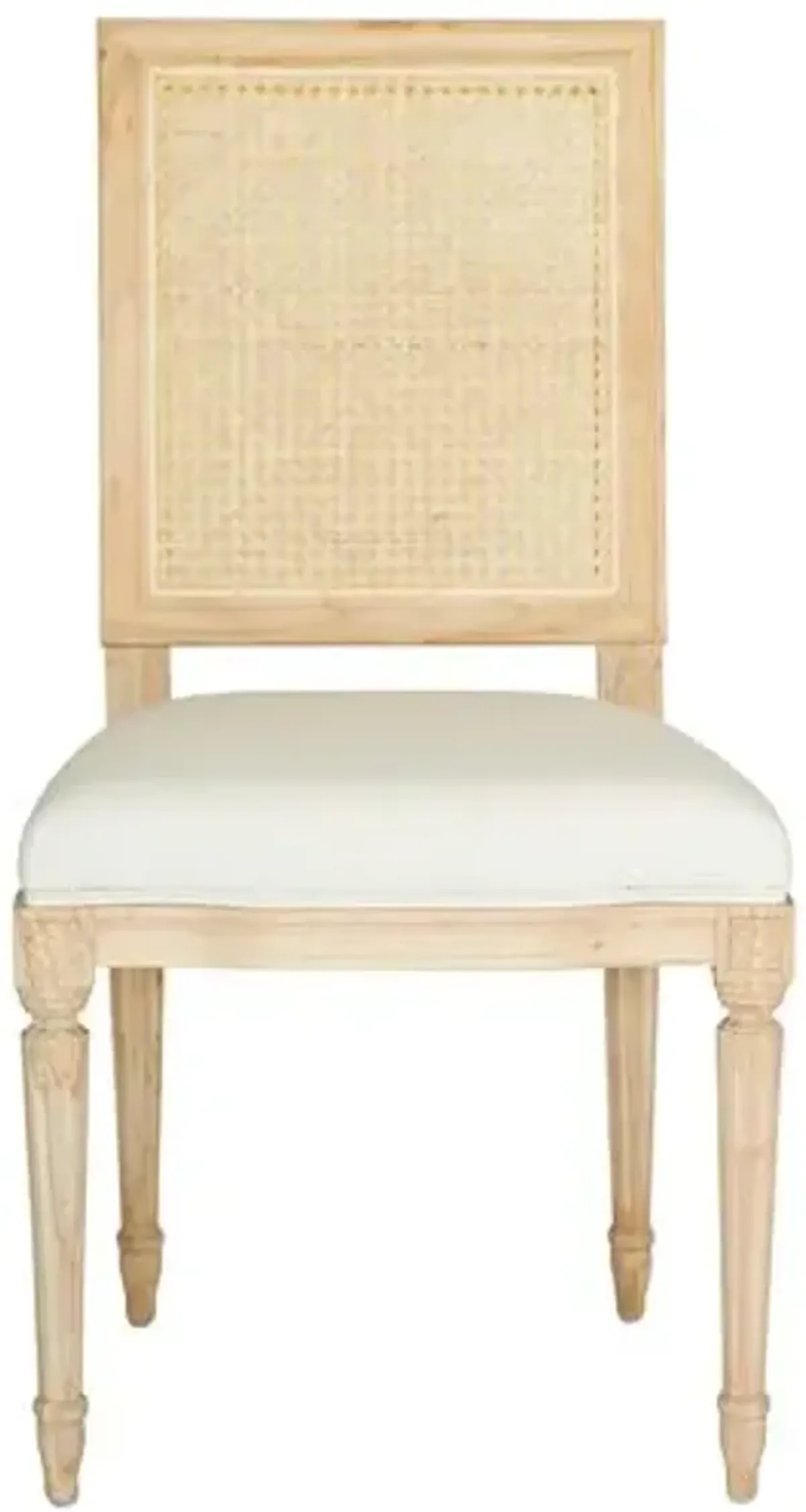 Bienville Cane Back Linen Side Chair - Natural/White - Ave Home