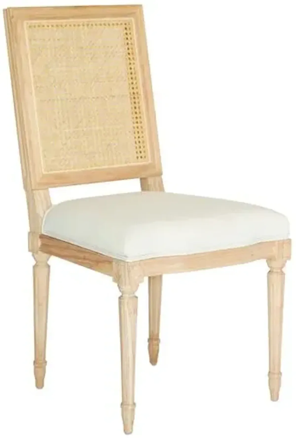 Bienville Cane Back Linen Side Chair - Natural/White - Ave Home