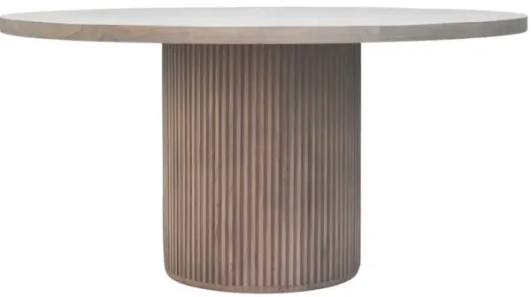 Selene 60" Round Fluted Dining Table, Mindi Gray