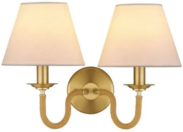 Adala Rope Wall Sconce - Natural/Brushed Brass - Currey & Company - Gold