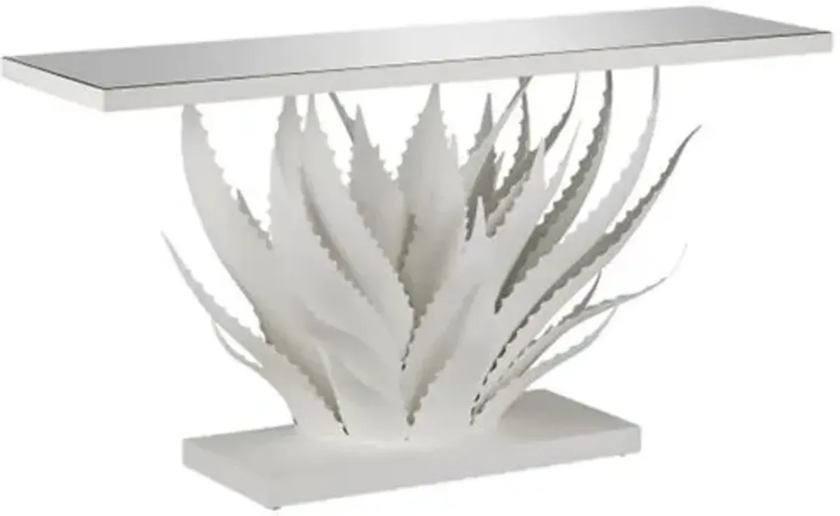 Agave Iron Console Table - Gesso White - Currey & Company