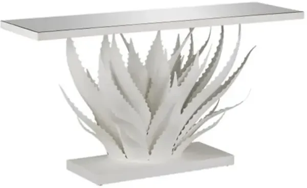 Agave Iron Console Table - Gesso White - Currey & Company