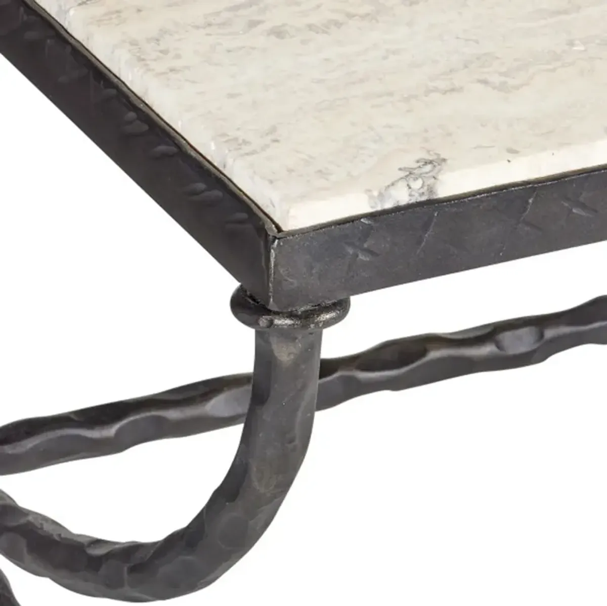 Agora Travertine Cocktail Table, Natural/Rustic Bronze