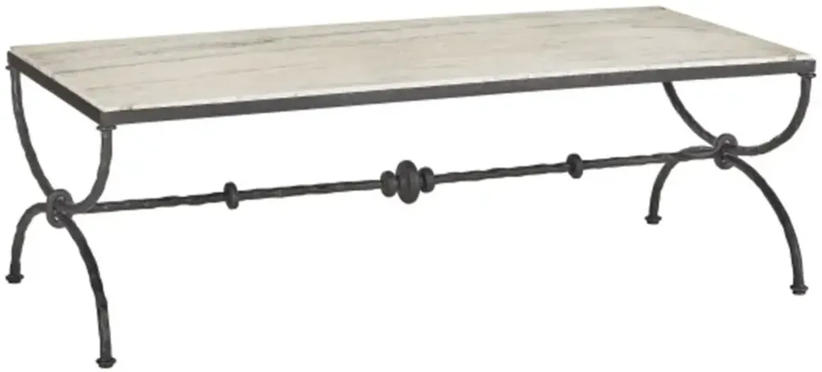 Agora Travertine Cocktail Table, Natural/Rustic Bronze