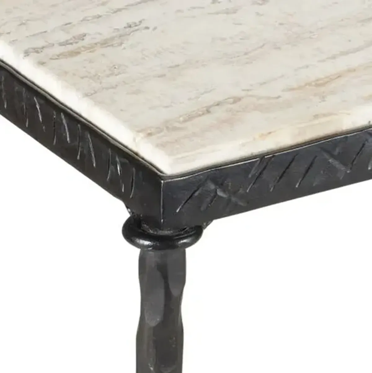 Agora Travertine Console Table - Natural Rustic Bronze - Currey & Company - White