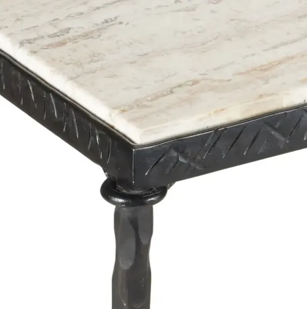 Agora Travertine Console Table, Natural Rustic Bronze