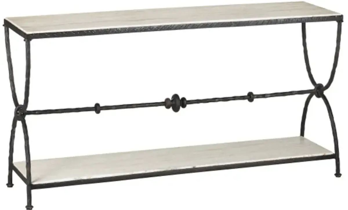 Agora Travertine Console Table, Natural Rustic Bronze