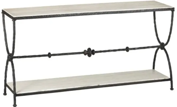 Agora Travertine Console Table, Natural Rustic Bronze