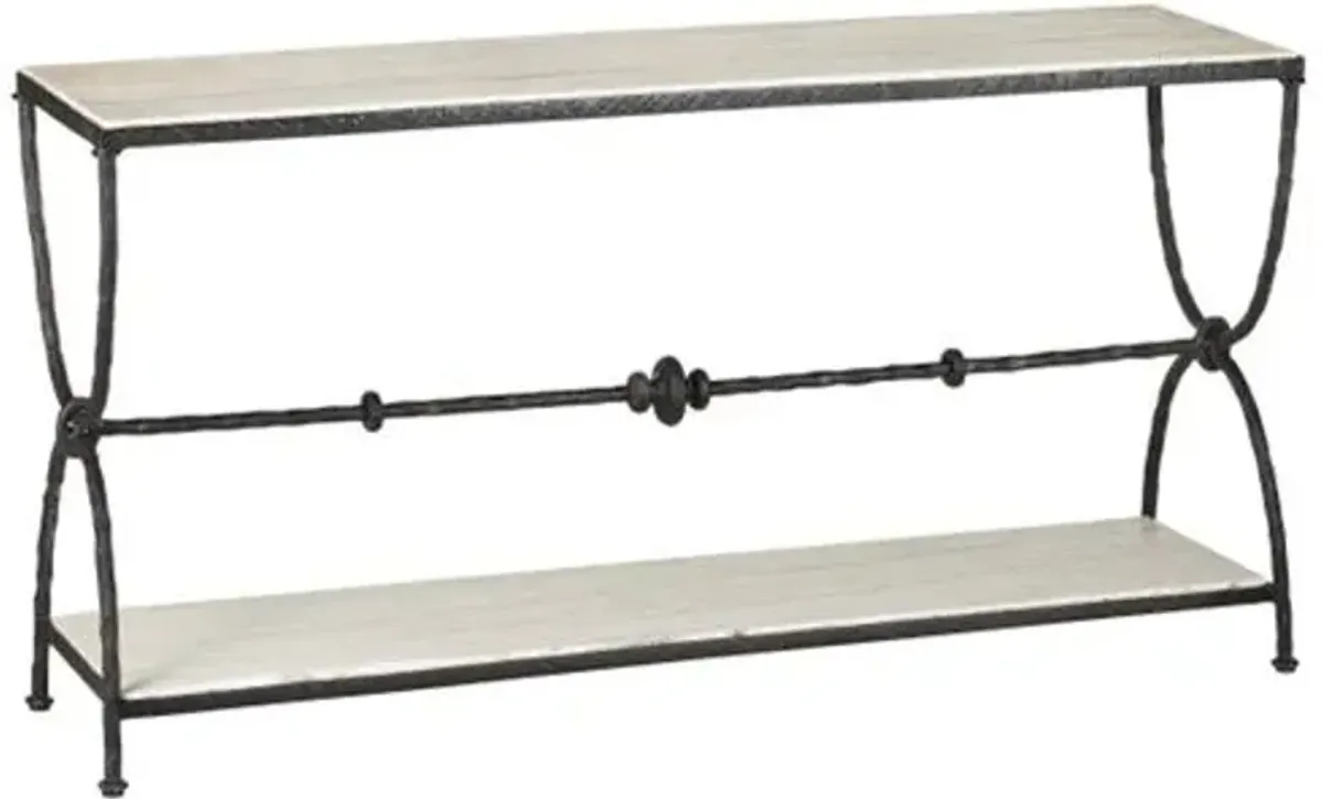 Agora Travertine Console Table - Natural Rustic Bronze - Currey & Company - White