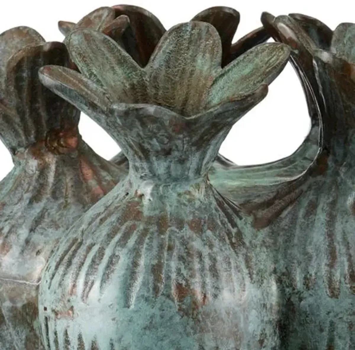 Amsterdam Aluminum Tulip Vase - Verdigris - Currey & Company - Green