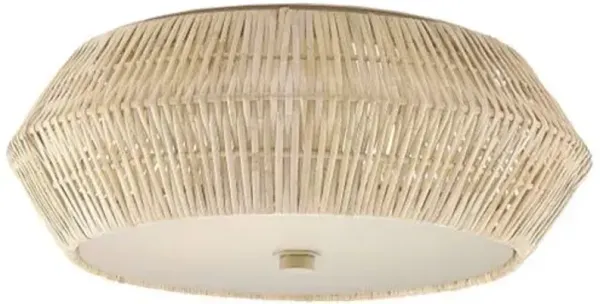 Antibes Rattan Flush Mount - Bleached Natural/Snow White - Currey & Company